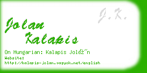 jolan kalapis business card